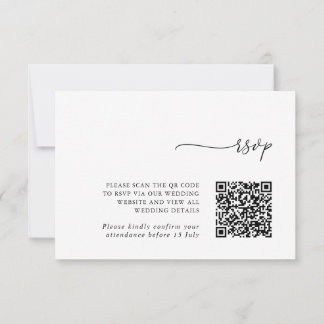 Minimalist Details & QR Code Wedding RSVP Card