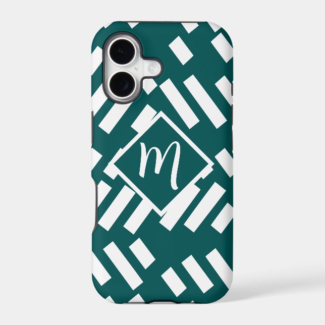 Minimalist Diagonal Striped Pattern, Monogram Iphone Case (Back)