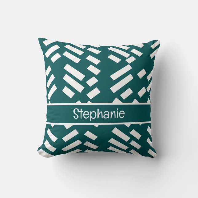 Minimalist Diagonal Striped Pattern With Name Throw Pillow (Front)
