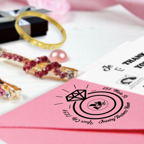 Minimalist Diamond Jewelry Business Logo  Address Self_inking Stamp