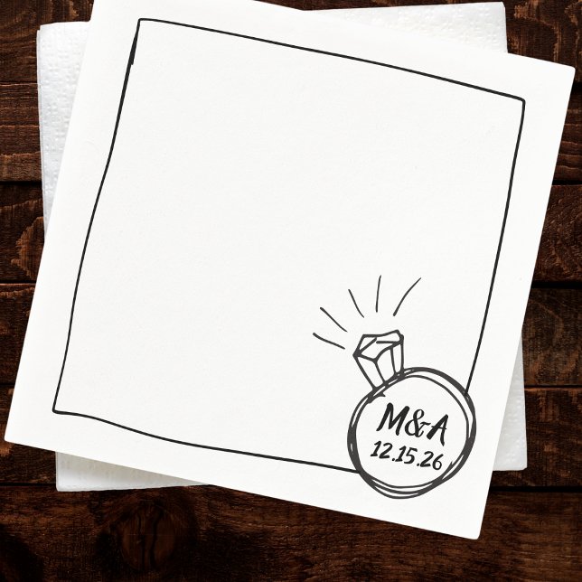 Minimalist Diamond Ring Wedding Engagement Party Napkins (Creator Uploaded)