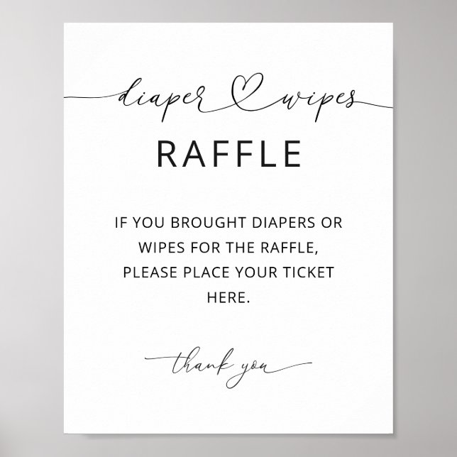 Minimalist Diaper and Wipes Raffle Sign (Front)