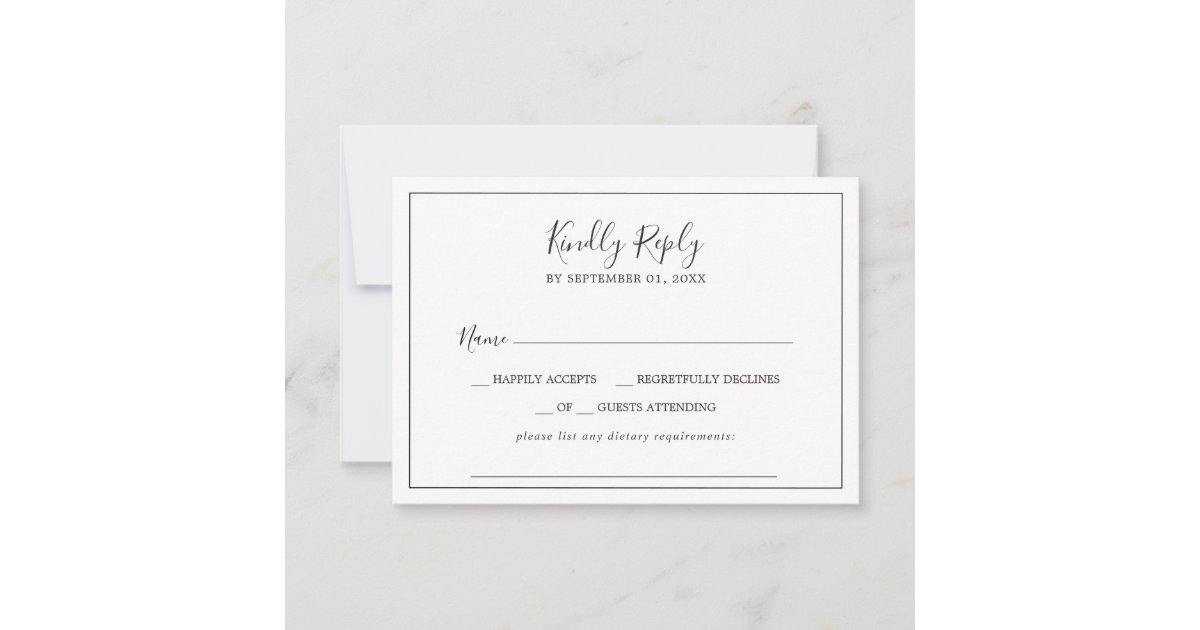 Minimalist Dietary Requirement RSVP Card Zazzle
