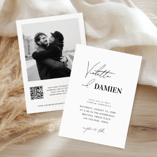 Minimalist Different Fonts Photo QR Code Wedding   Invitation