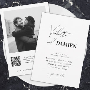 Minimalist Different Fonts Photo QR Code Wedding Invitation