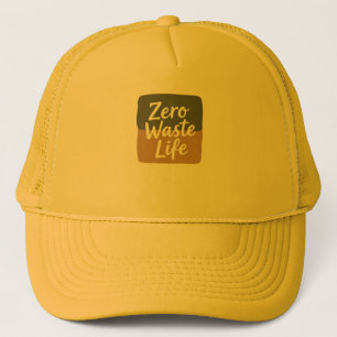 Minimalist Digital Graphic “Zero Waste Life” Handw Trucker Hat