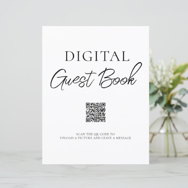 Minimalist Digital Guest Book QR Code Sign (Standing Front)