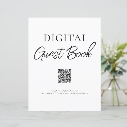 Minimalist Digital Guest Book QR Code Sign