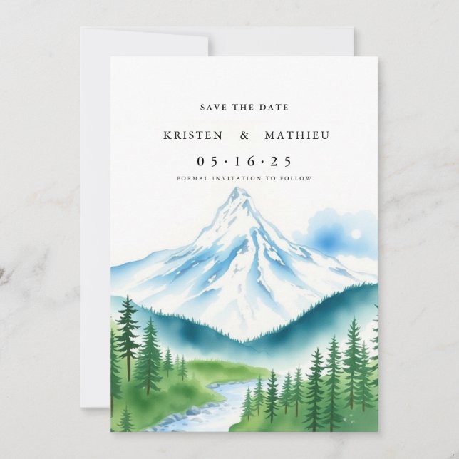 Minimalist Digital Mountain Save The Date (Front)