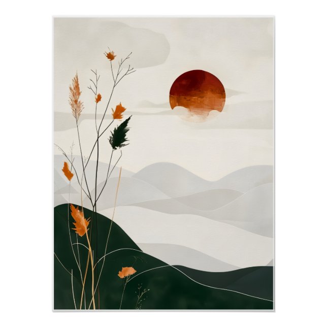 Minimalist digital poster "Abstract Sunset" (Front)