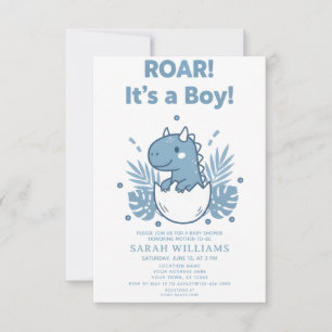 minimalist Dinosaur Baby Shower party boy Roar Invitation