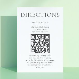 Minimalist Directions Digital Maps With QR Code Enclosure Card