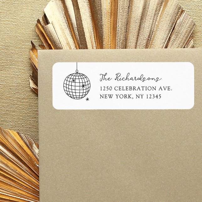 Minimalist Disco Ball | Black and White Wedding Label (Creator Uploaded)