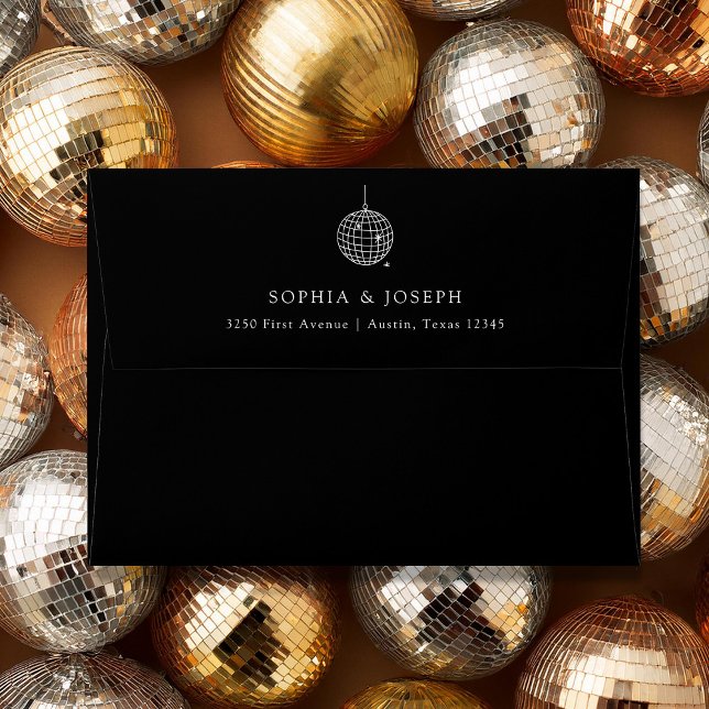 Minimalist Disco Ball | Black Wedding Envelope (Creator Uploaded)