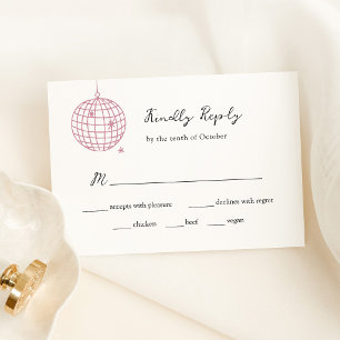 Minimalist Disco Ball Wedding Meal Choice Letterpress RSVP Cards