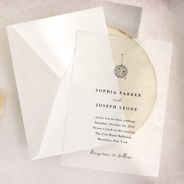 Minimalist Disco Ball | Wedding Transparent Vellum Invitations (Creator Uploaded)
