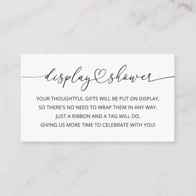 Minimalist Display Baby Shower Enclosure Card (Front)