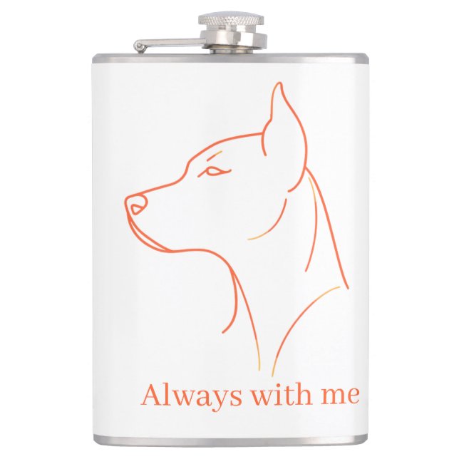 Minimalist Doberman Line Art Personalized  Flask (Front)