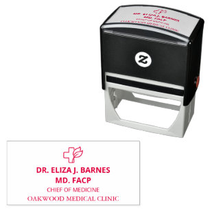 Minimalist Doctor Medical Cross Custom Logo Self-inking Stamp
