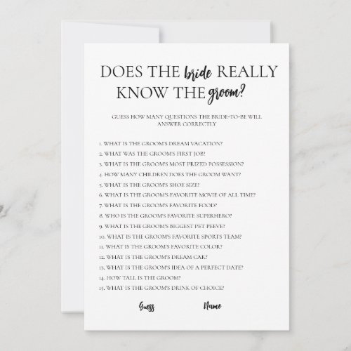 Minimalist Does The Bride Really Know The Groom Invitation