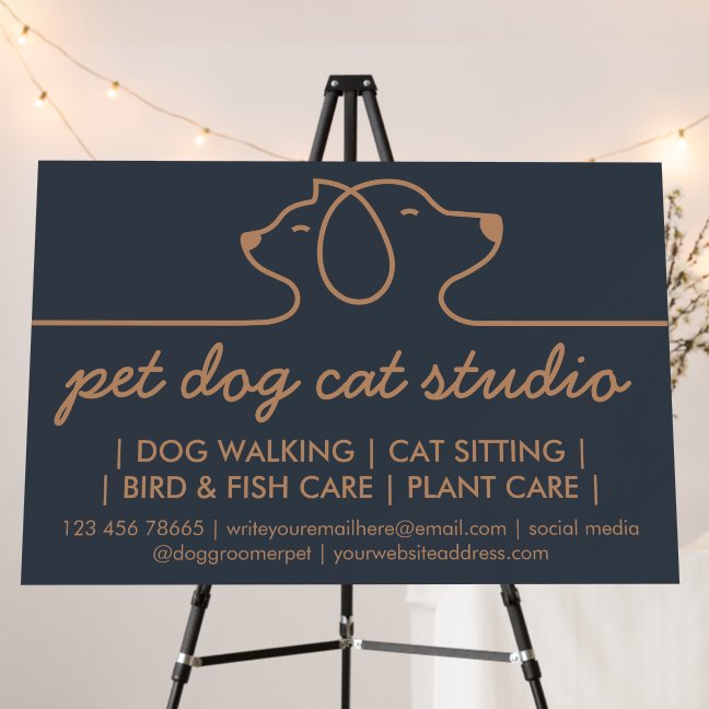 Minimalist Dog and Cat Line Art Pet Open Foam Board
