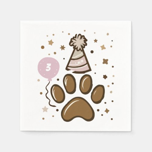 Minimalist Dog Birthday Age Napkins