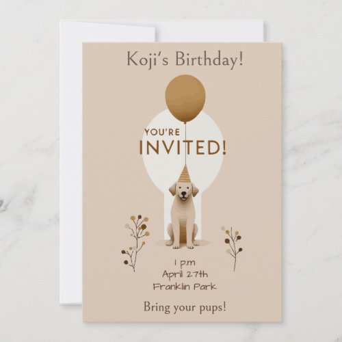 Minimalist Dog Birthday Invitation
