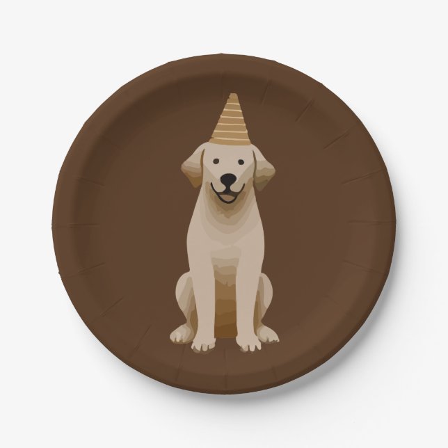 Minimalist Dog Birthday Paper Plates (Front)