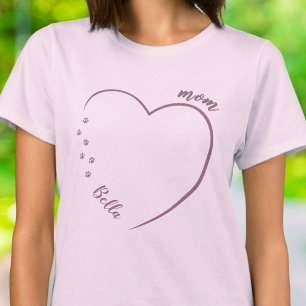 Minimalist Dog Cat Mom Heart Photo Paw Prints T-Shirt