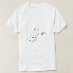 Minimalist dog Fist Bump Line Art T-Shirt for Men