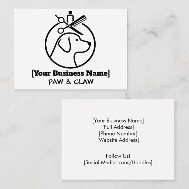 Minimalist Dog Groomer Business Card  (Front/Back)