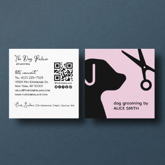 Minimalist Dog Grooming | Pet Groomer Modern Square Business Card