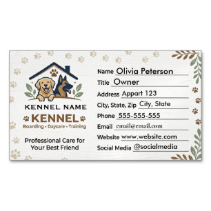 Minimalist Dog Kennel Boarding & Daycare  Business Card Magnet