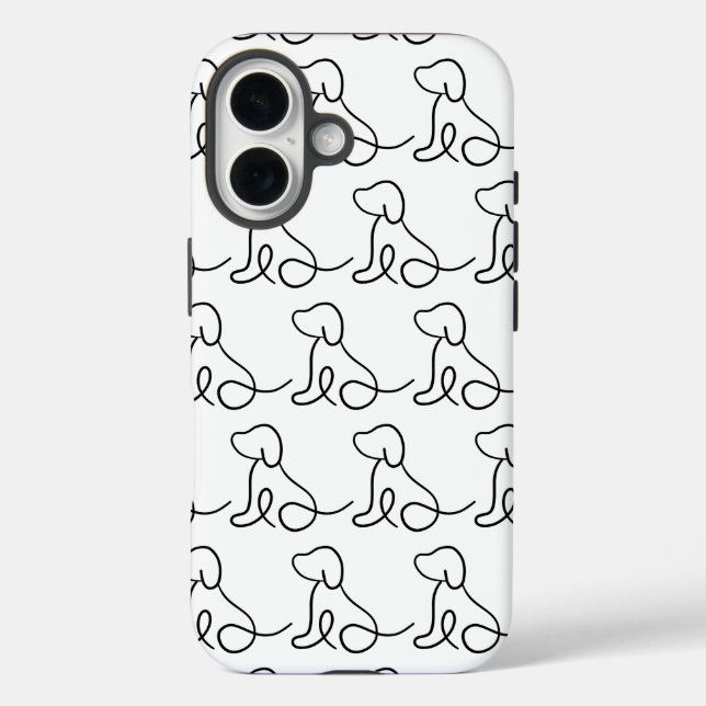 Minimalist Dog Line Art iPhone Case (Back)