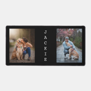 Minimalist Dog Mom Dad Two Photo Collage Desk Mat