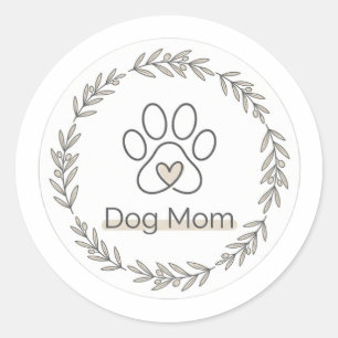 Minimalist Dog Mom Paw Print Heart Floral Sticker