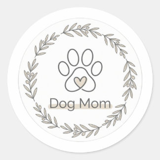 Minimalist Dog Mom Paw Print Heart Floral Sticker