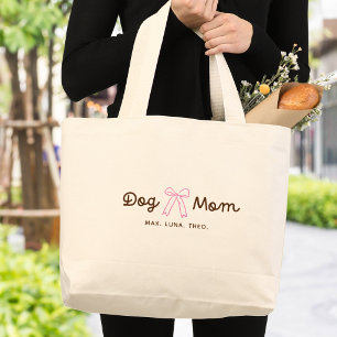 Minimalist Dog Mom Personalized Large Tote Bag