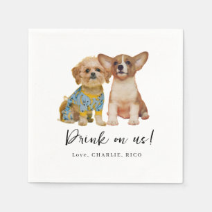 Minimalist Dog Pet Photo Wedding  Napkins