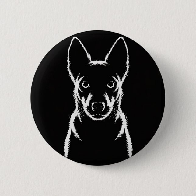 Minimalist Dog Silhouette on Black Button (Front)