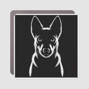 Minimalist Dog Silhouette on Black Car Magnet