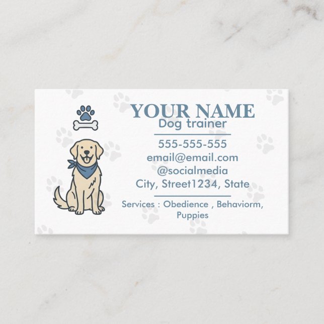 Minimalist Dog Trainer & Canine Behaviorist Custom Business Card (Front)