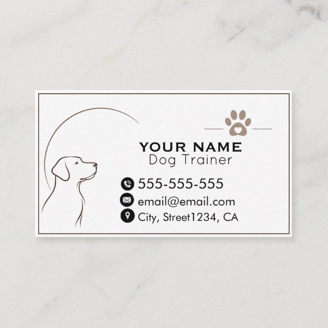 Minimalist Dog Trainer Custom Business Card  (Front)