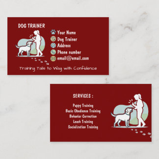 Minimalist Dog Trainer Customizable Business Card