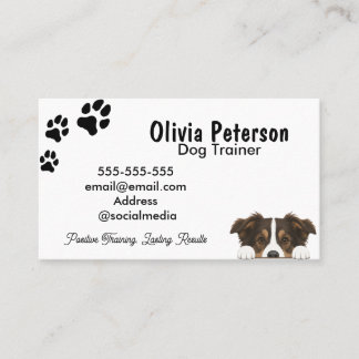 Minimalist Dog Trainer Services List Customizable Business Card