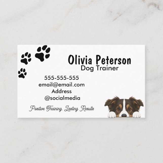 Minimalist Dog Trainer Services List Customizable Business Card (Front)