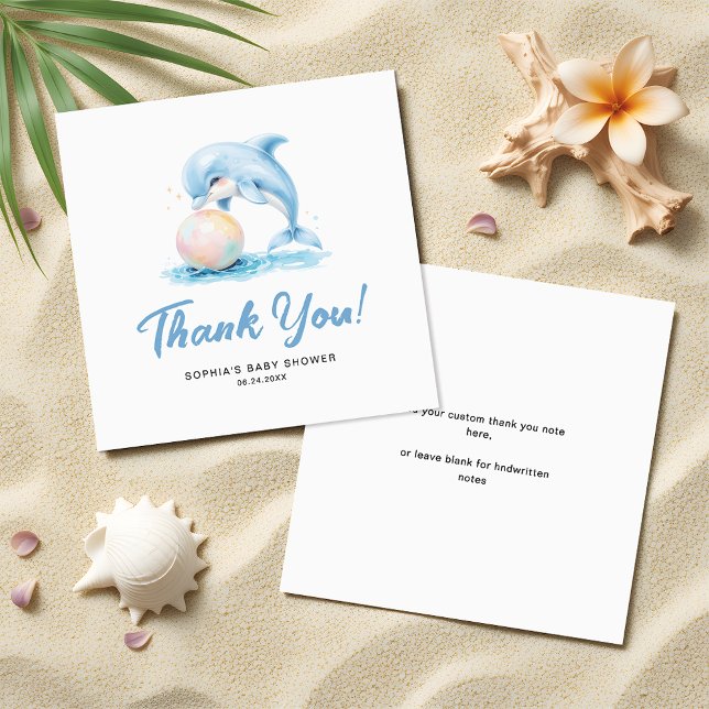 Minimalist  Dolphins Baby Shower Budget Thank You Note Card (Creator Uploaded)