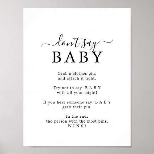 Minimalist Dont Say Baby Game Sign