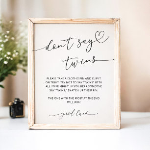 Minimalist Don't Say Twins Poster Game Sign