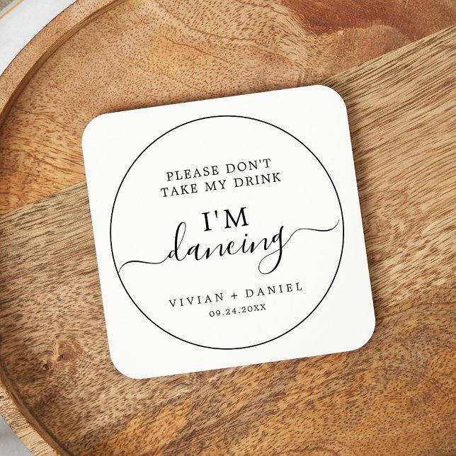 Minimalist Don't Take My Drink I'm Dancing Round Paper Coaster (Creator Uploaded)